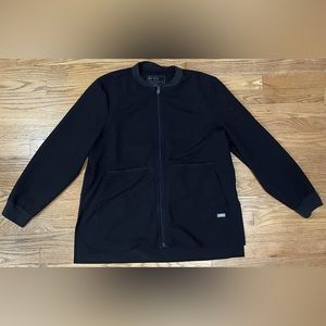 Figs Bellery Scrub Jacket-Black, womens size XL